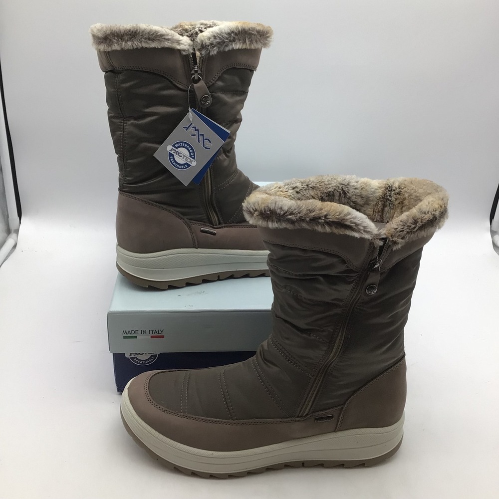 IMAC Womens‎ Waterproof Winter Boots Beige Faux Fur Made in Italy Size 9.5 NEW